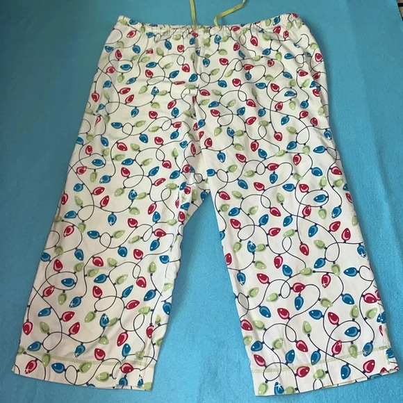 DELICATES pajama pant Christmas light print elastic waistband drawstring size XL - Picture 2 of 10